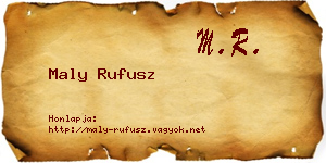 Maly Rufusz névjegykártya